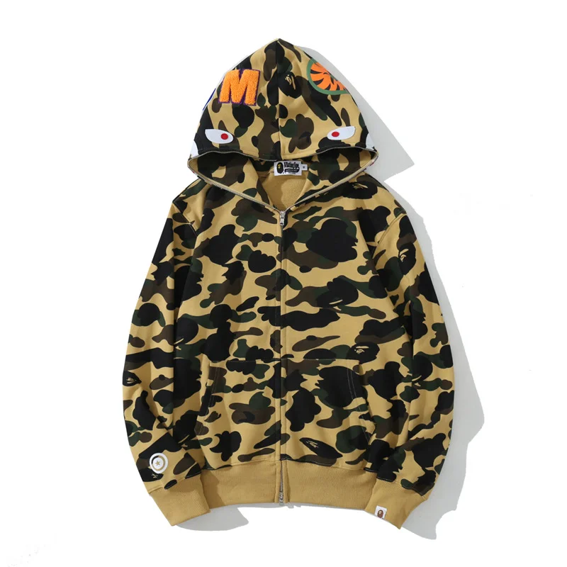 BAPE Shark Camo Hooded Cardigan Zipper Sweater Coat