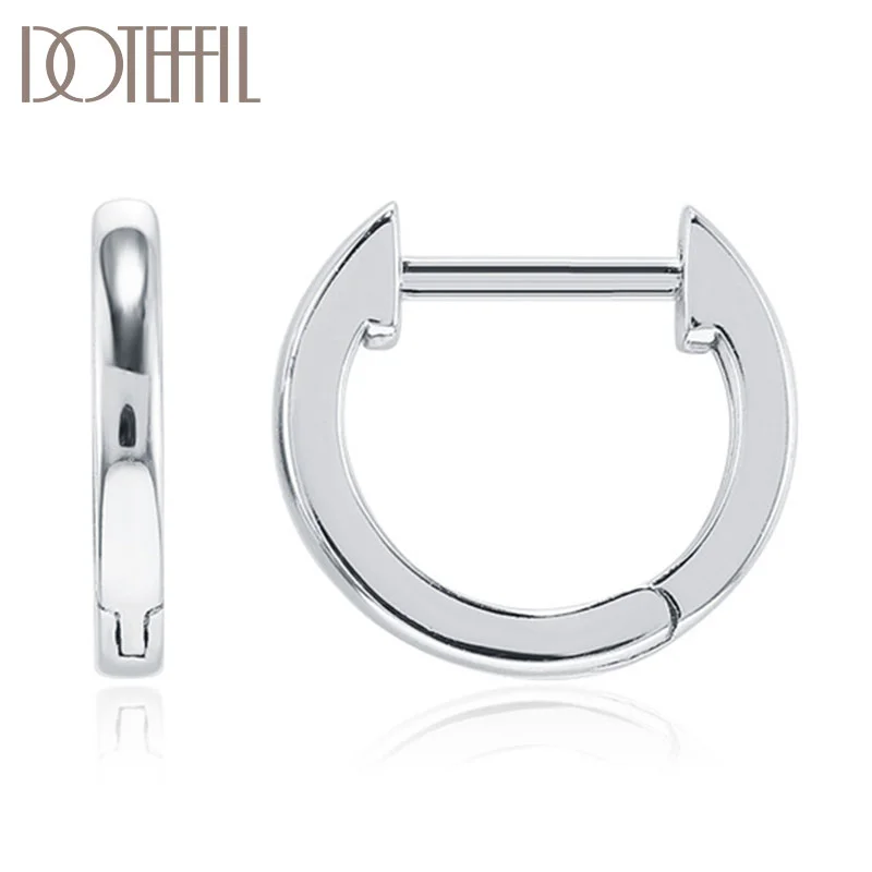 DOTEFFIL 925 Sterling Silver/18K Gold/Rose Gold Circle Hoop Earrings For Women Jewelry