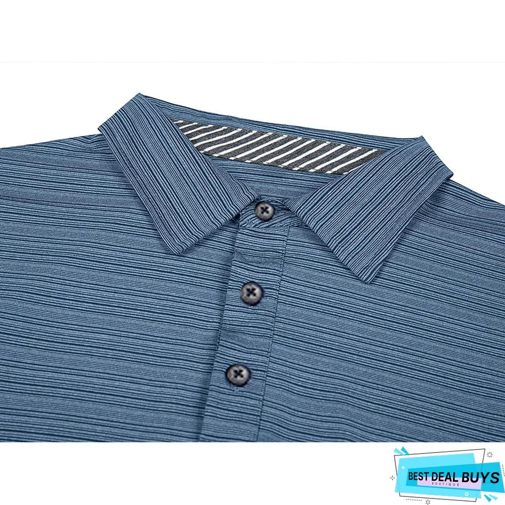 Men's Long Sleeve Striped Polo Shirt Men's Fall Winter Lapel T-Shirt Campaign