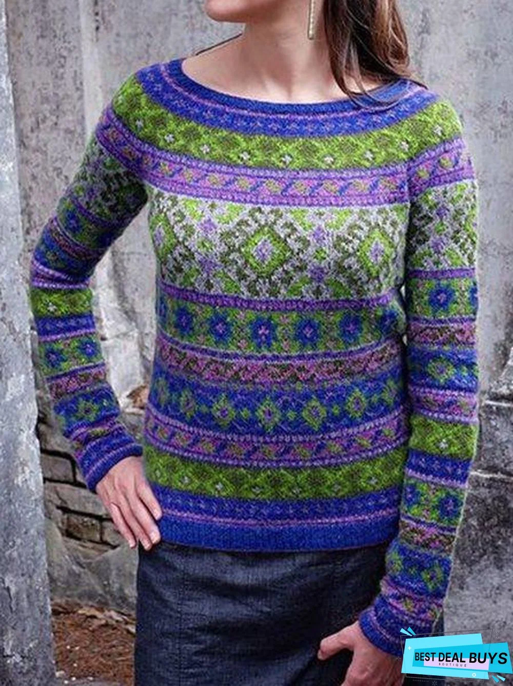 Printed Vintage Sweater