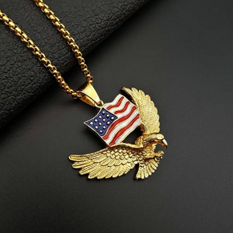 American Flag Eagle Pendant Necklace