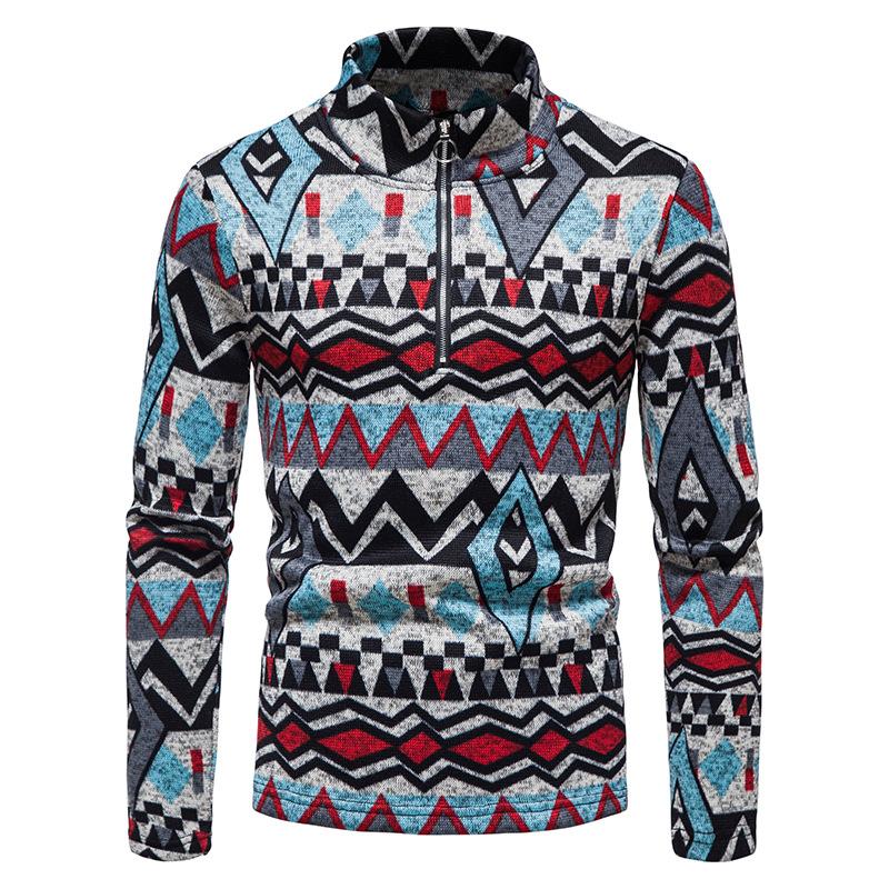 Men's Zipper Casual Stand Collar Pullover Sweatshirt