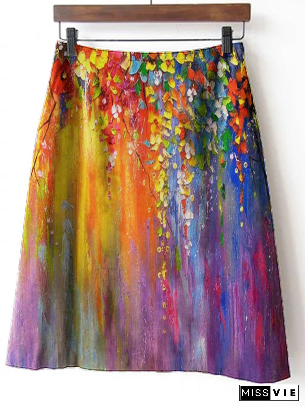 Multicolor Floral Printed Vintage Casual Skirt