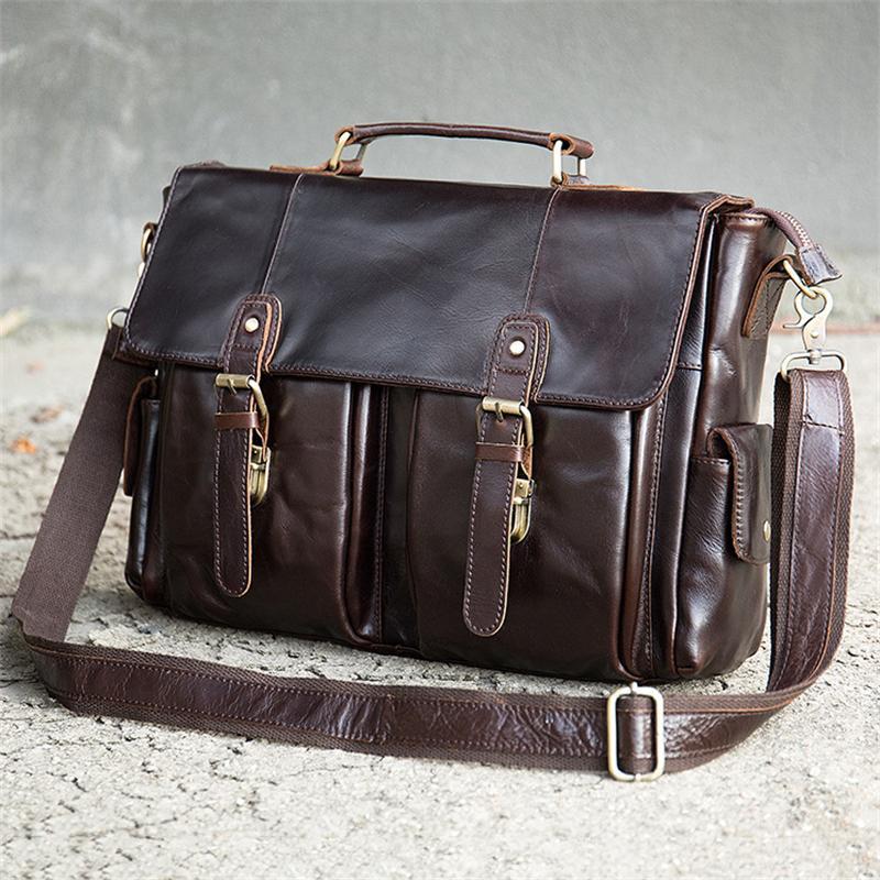 Men's Business Handbag Retro Leather Flip Type Crossbody Bag