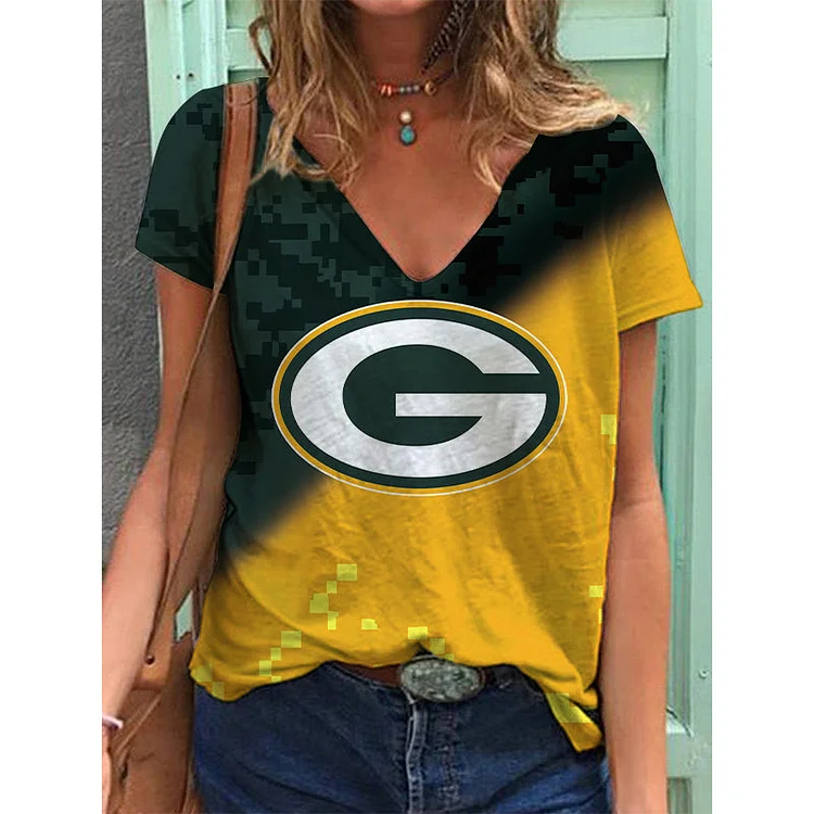 Green Bay Packers Lightweight Short Sleeve V-Neck T-Shirt