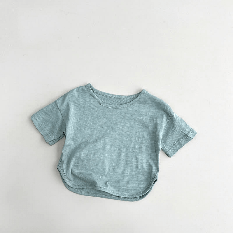 Toddler Solid Color Crew Neck Casual Tee