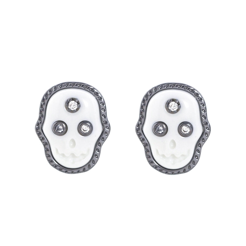 Copper Gold Plated Inlay Pumpkin Skull Resin Jewelry Set