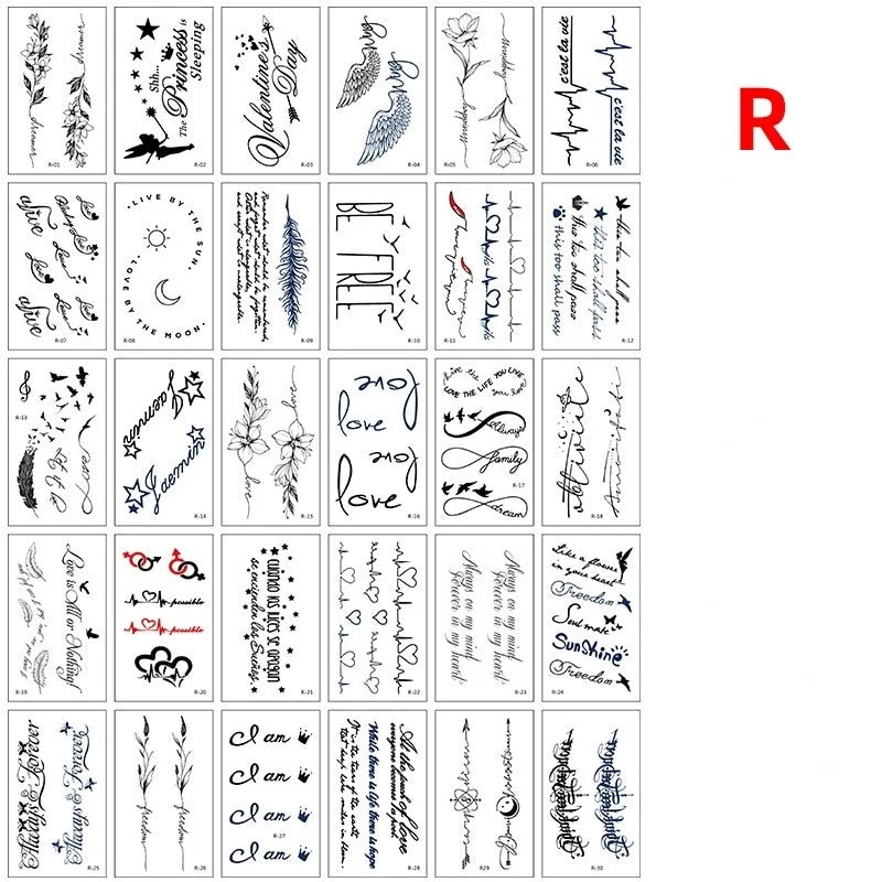 30pcs Ankle Black Line Body Art Flash Fake Waterproof Temporary Tattoos Women Arm Leg Chest Tatto Stickers Custom Flower Tatoos