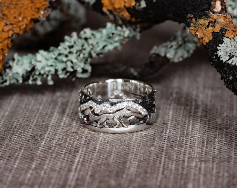 🔥Silver Wolf ring / couple rings🐺