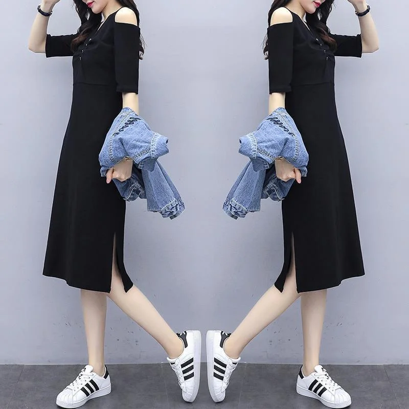 Toloer Toloer / Suit Summer 2024 New Fat Sister Denim Jacket Foreign Style Large Size Women's Dress Fashion Ins-Outfit Ideas