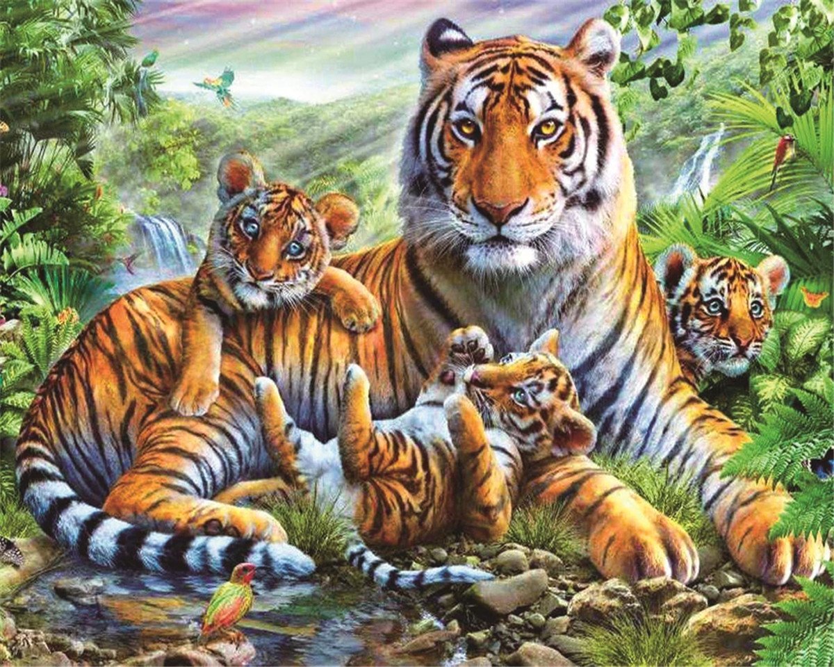 DIY Painting By Numbers | Tiger family