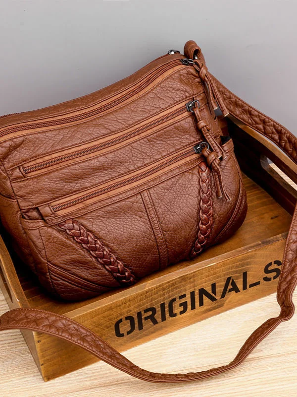 Vintage Braided Soft Leather Utility Bag