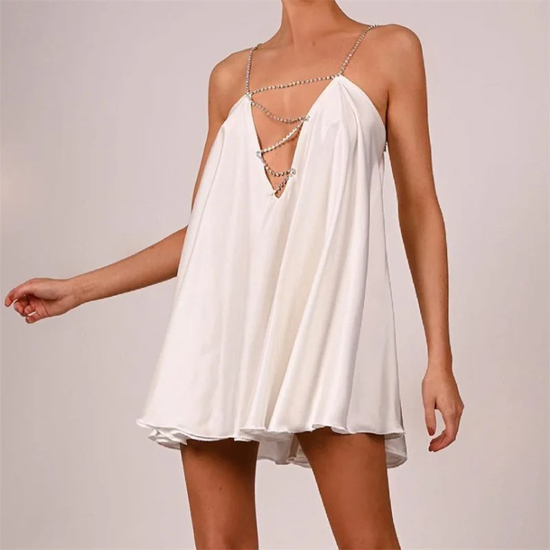 Uveng Uveng With Deep V-Neck-Loose Sling-Type Loose Dress