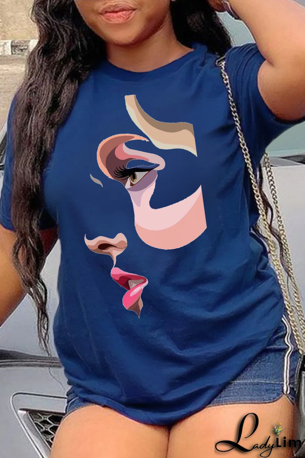 Orange Casual Daily Print Patchwork O Neck T-Shirts