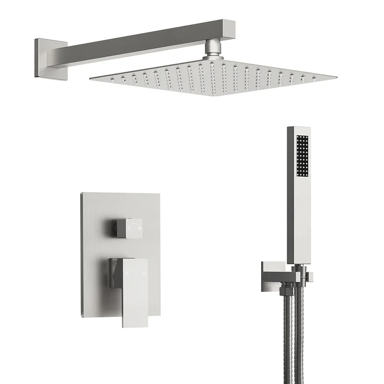 M6066NI-10BL EVERSTEIN Shower System | 10" Rain Shower Head with Handheld, Wall Mounted