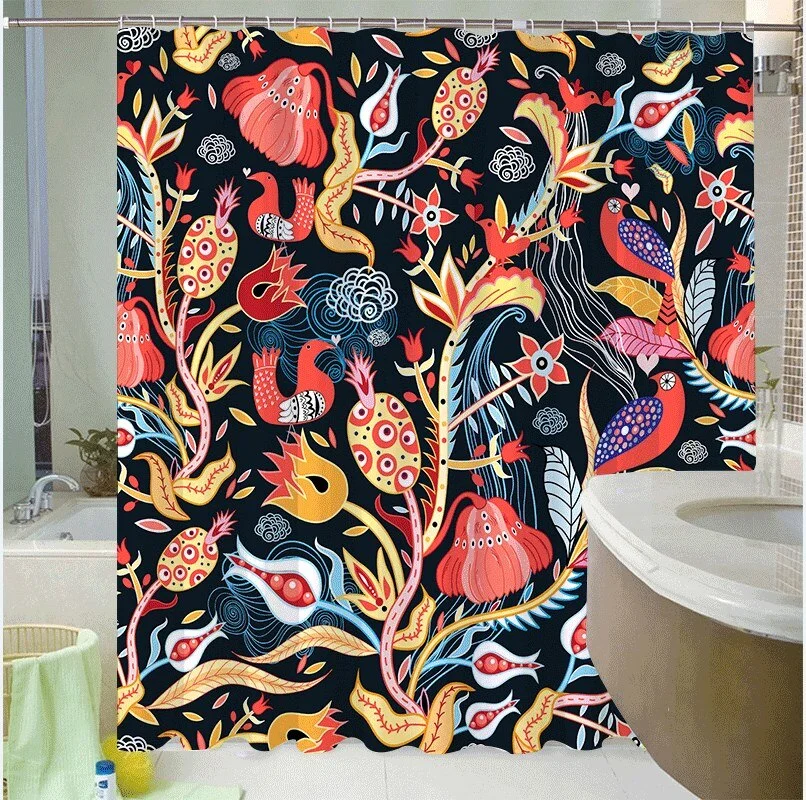 Marble Striped Shower Curtain Blue Black Simple Design Wave Bathroom Accessories Decorative Waterproof Screen With Hook