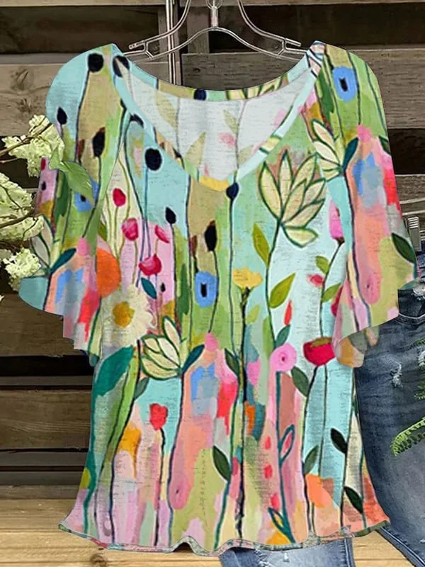 Women's Casual Botanical Floral Shirt