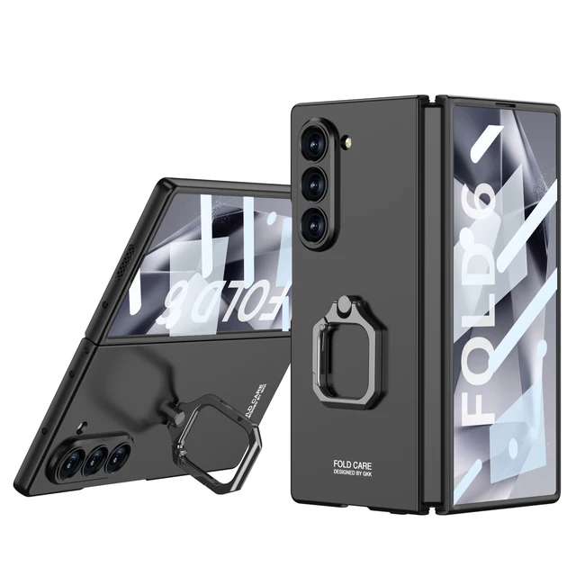 Ultra Thin Hard PC Shockproof Matte Phone Cover for Samsung Galaxy Z Fold 6   Ring Holder