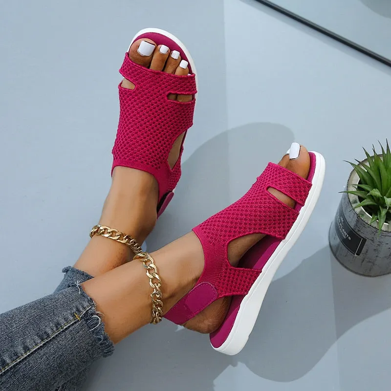 2021 New Summer Women Sandals Sexy Shoes Crystal Casual Woman Flats Buckle Strap Ladies Fashion Beach Sandalias  Mujer