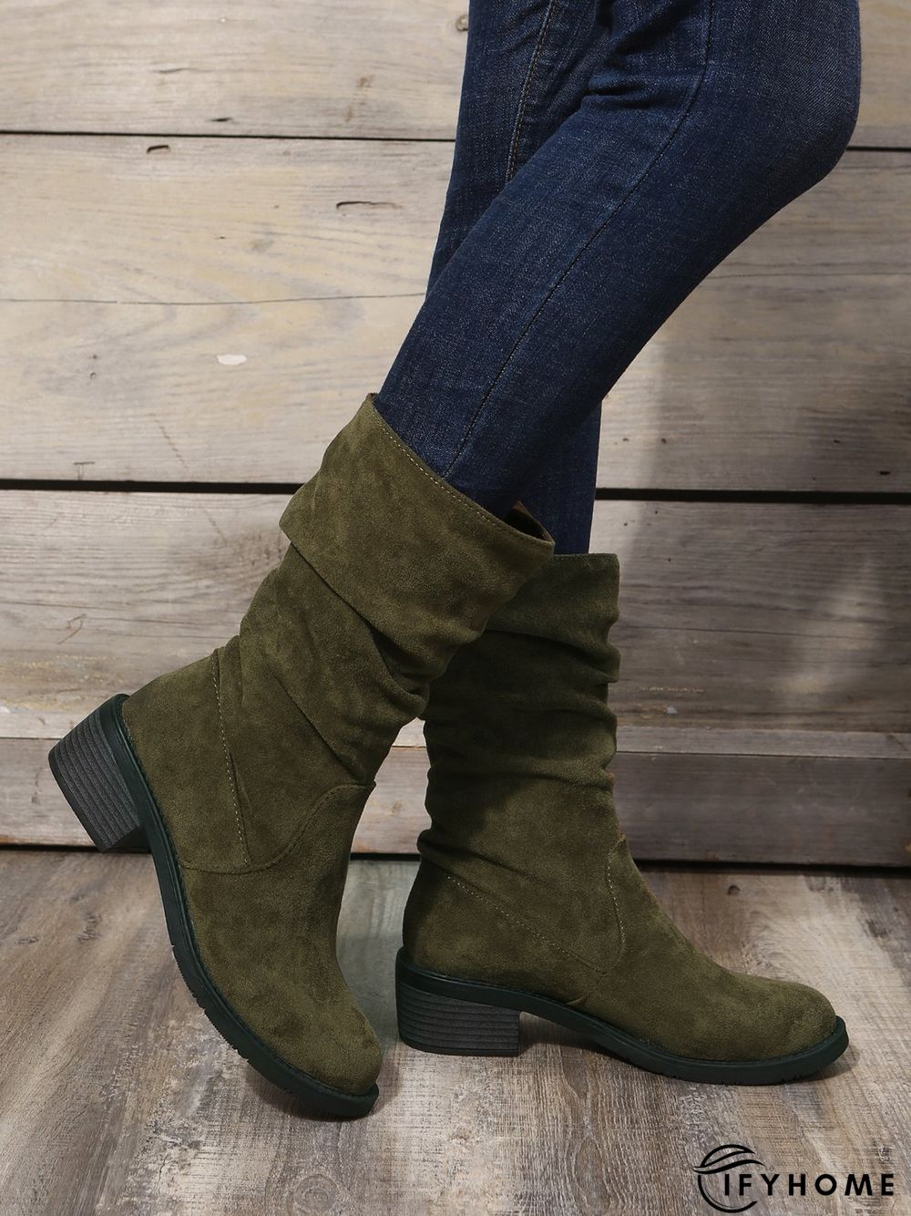 Faux Suede Slip On Slouchy Boots | IFYHOME