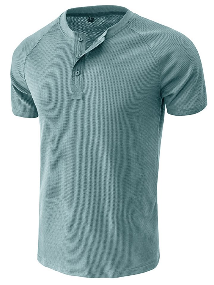 Men's Henley Shirt Tee Plain Henley Outdoor Sport Short Sleeves Button Clothing Apparel Fashion Streetwear Casual Daily-Hoverseek