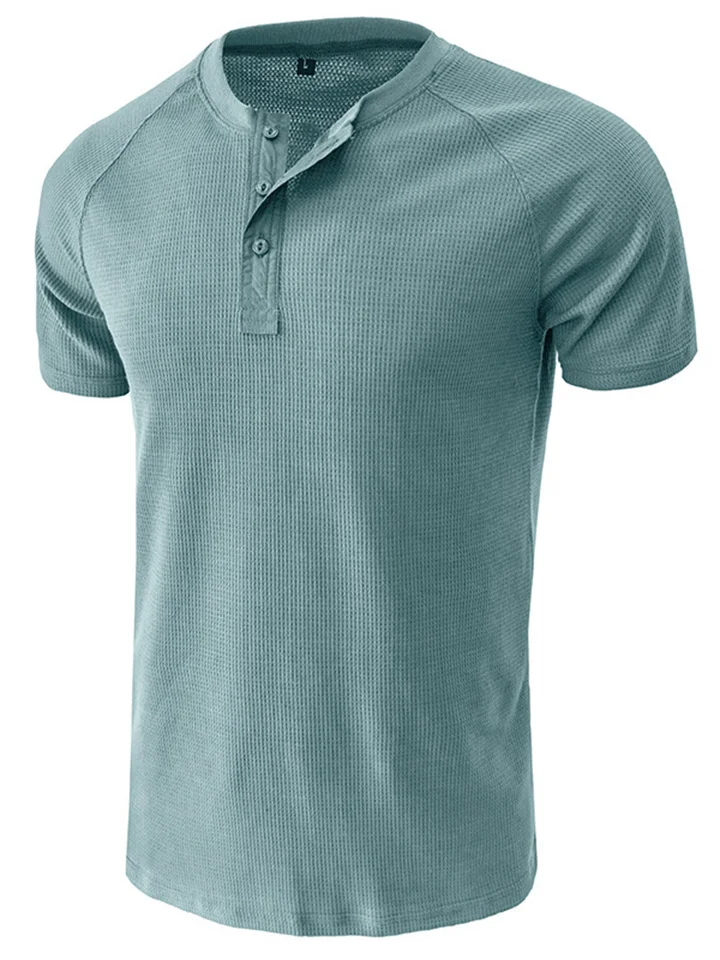 Men's Henley Shirt Tee Plain Henley Outdoor Sport Short Sleeves Button Clothing Apparel Fashion Streetwear Casual Daily