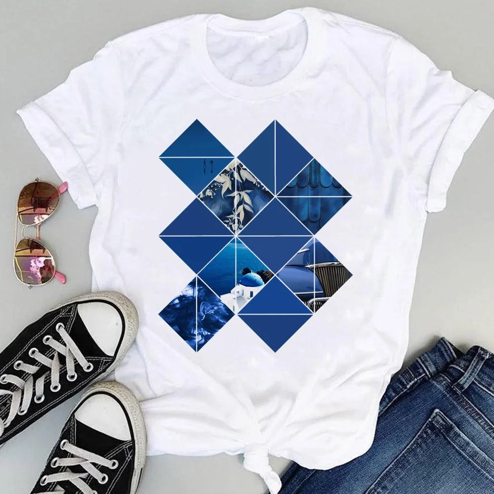 Women Tees Striped Lovely 90s Fashion Short Sleeve Tshirts Cartoon Print Summer Female Regular Clothes Tops Graphic T-Shirt