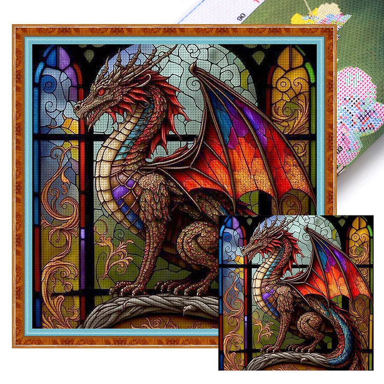 【Huacan Brand】Glass Art  Pterodactyl 11CT Stamped/Counted Cross Stitch 40*40CM(15.75*15.75in)