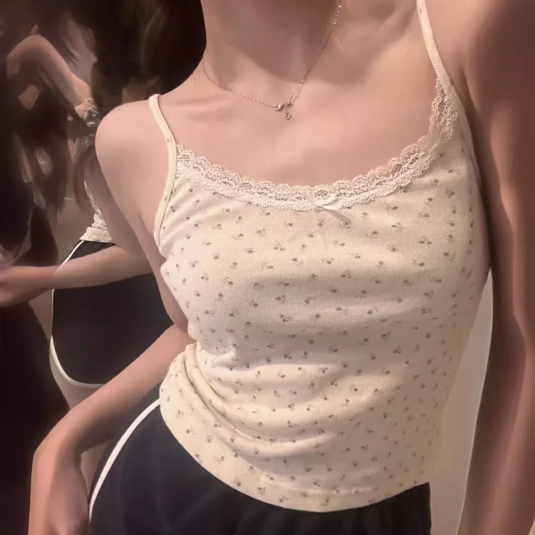 Brownm Brownm Women's Wear 2024 Summer Pure Desire Wind Lace Inside With Sexy Outside Wear Bottom Shirt Top Tide