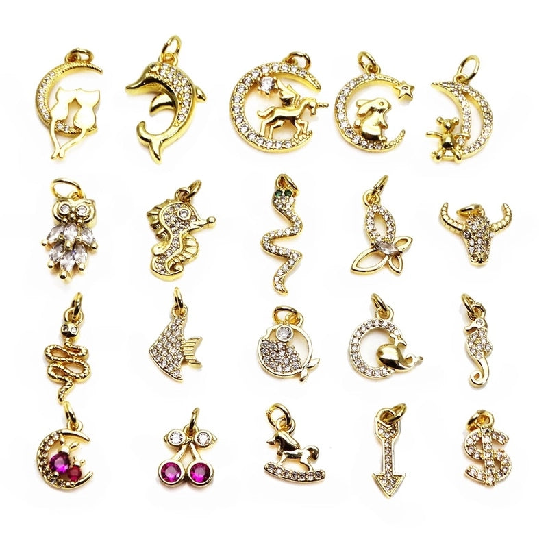 1 Piece Copper Zircon Rabbit Star Moon Pendant