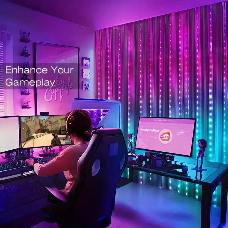 Tegooe Smart RGBIC LED Curtain Lights with Bluetooth App Control