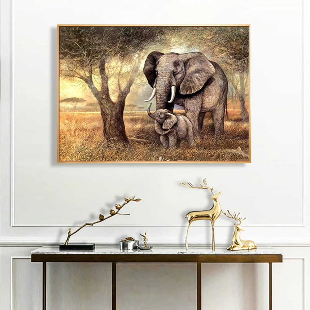 14CT Full Stamped Cross Stitch - Elephant(Canvas|40*50CM)