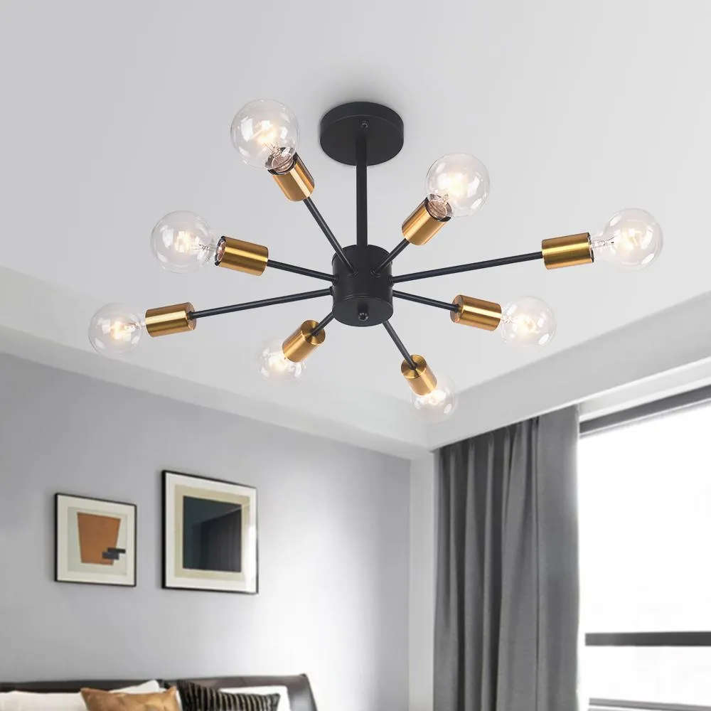 8-light Semi Flush Sputnik Ceiling Light