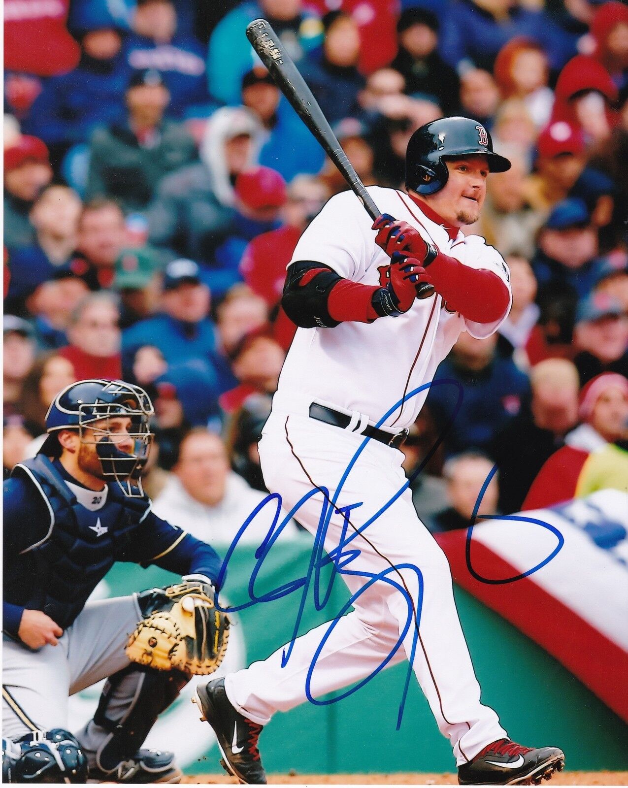 A.J. PIERZYNSKI BOSTON RED SOX ACTION SIGNED 8x10