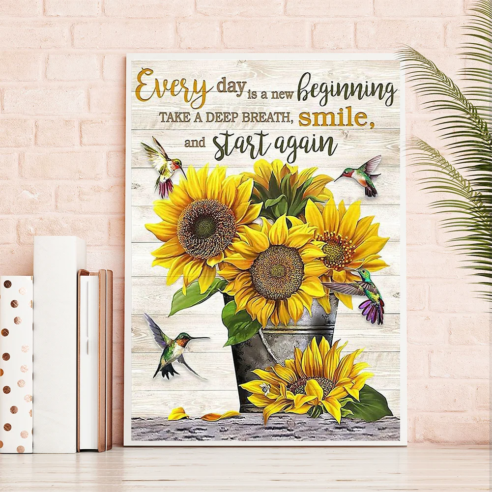 Diamond Painting - Full Round Drill - Sunflower Letters(30*40cm)