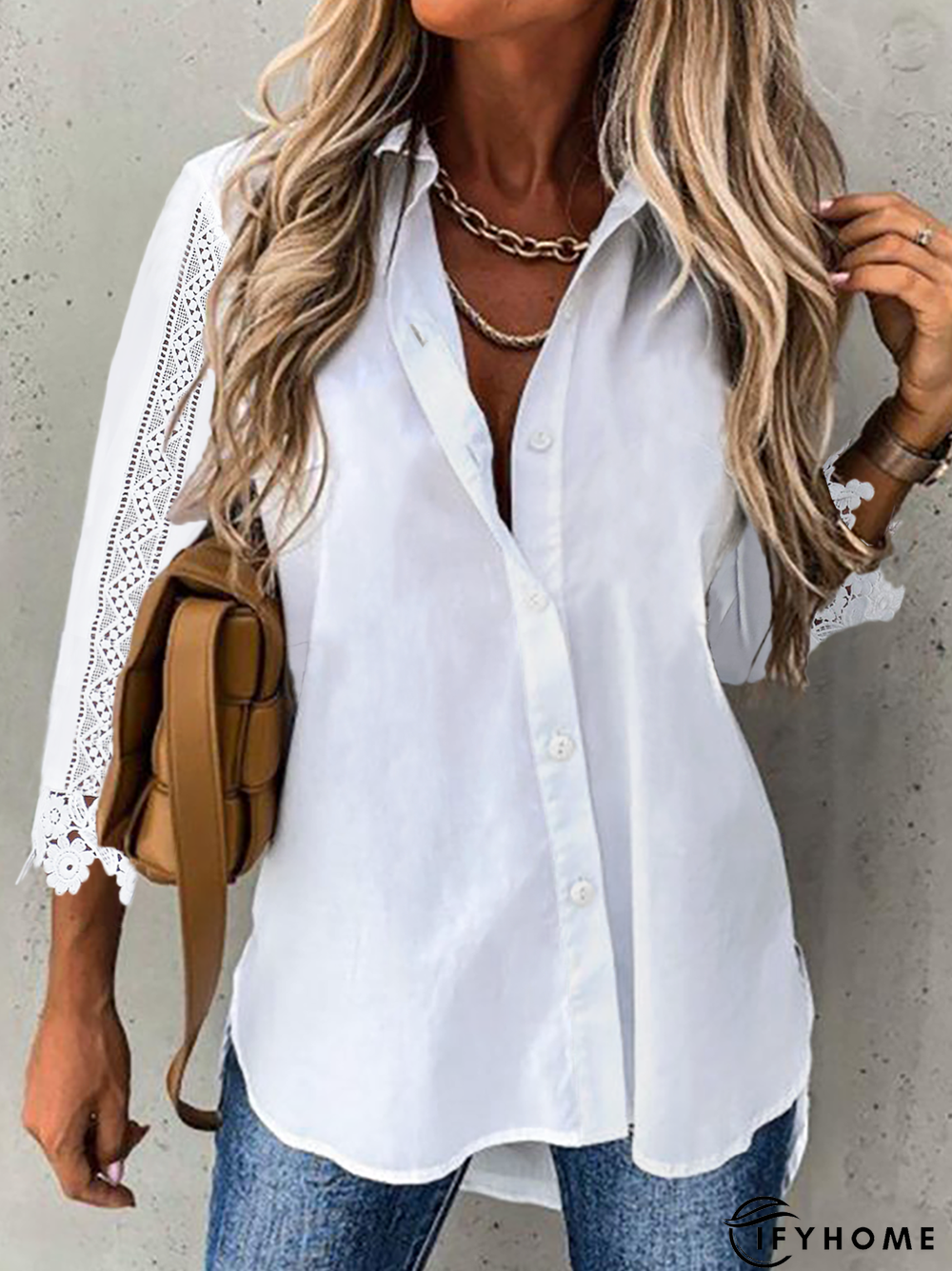 Plain Casual Lace Tunic Blouse | IFYHOME