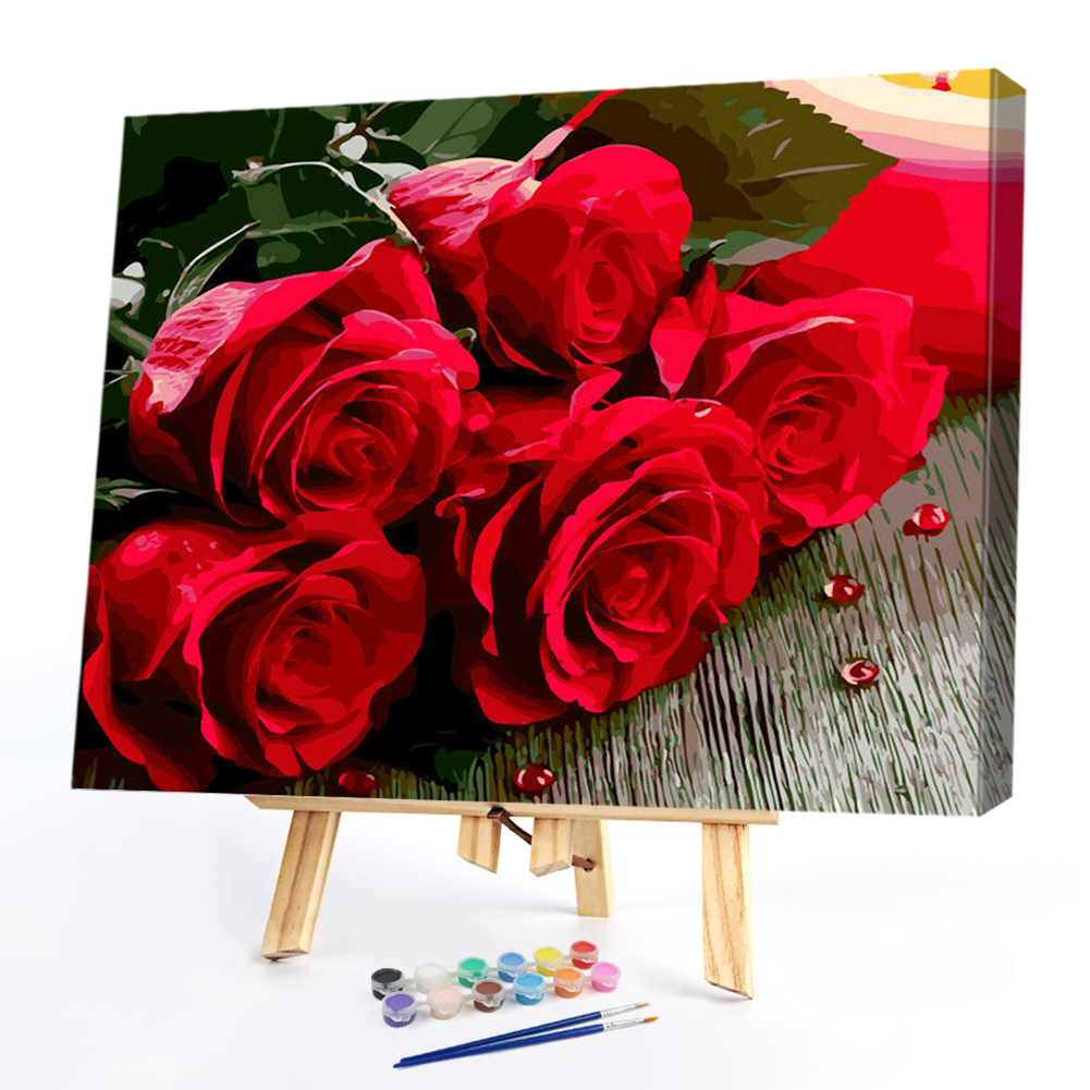 

40*50CM Paint By Numbers-Rose Flower, 501 Original
