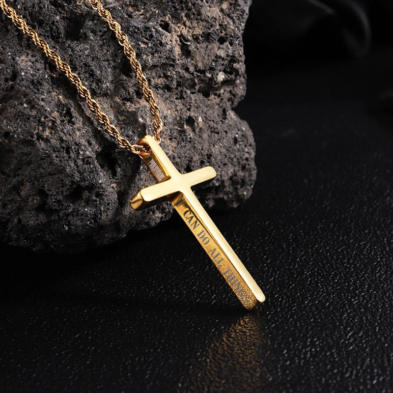 Vacation Minimalist Cross 304 Stainless Steel Plating Men's Pendant Necklace Men Pendant Necklaces3