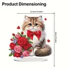 DIY Cat Rose Acrylic Special Shape Diamond Painting Desktop Ornaments
