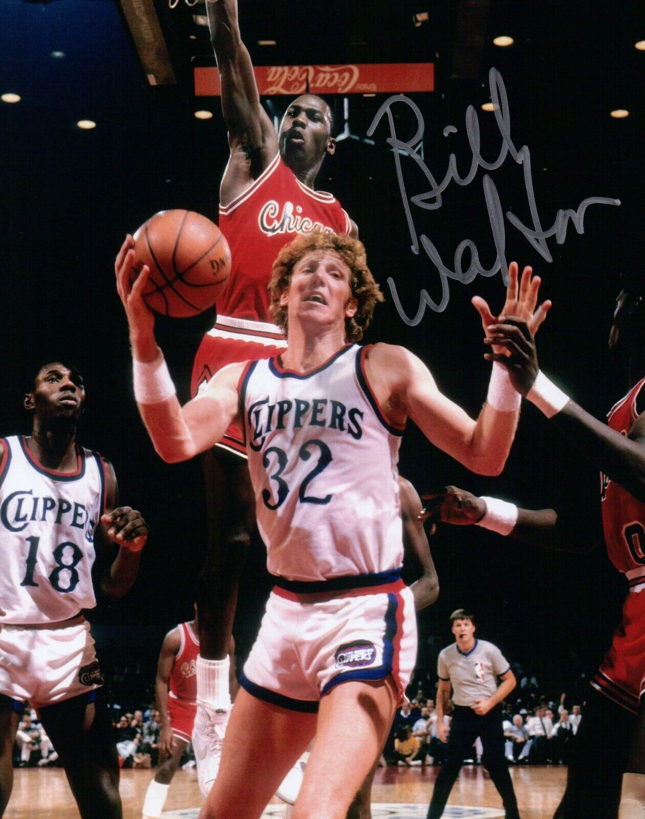 Bill Walton Signed Autographed 8X10 Photo Poster painting LA Clippers vs. Jordan Silver w/COA