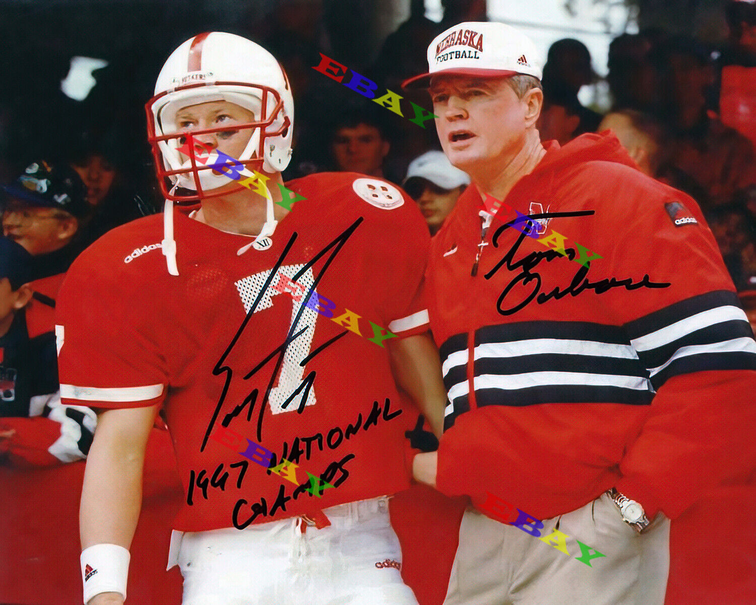 SCOTT FROST TOM OSBORNE NEBRASKA CORNHUSKERS Autographed 8x10 Photo Poster painting Reprint