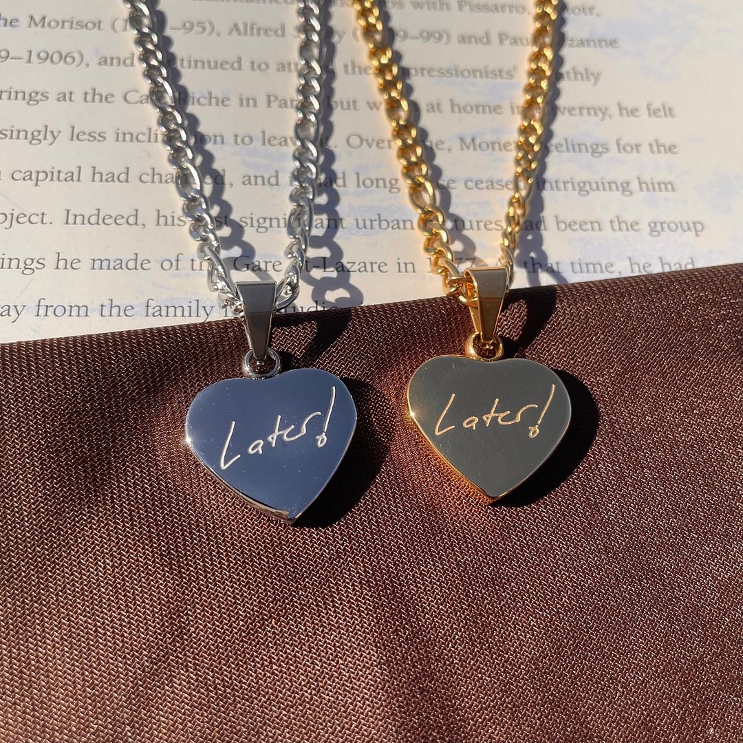 Vangogifts Later! necklace - Timmy Engraved Heart Chain Pendant Necklace Best for Fans