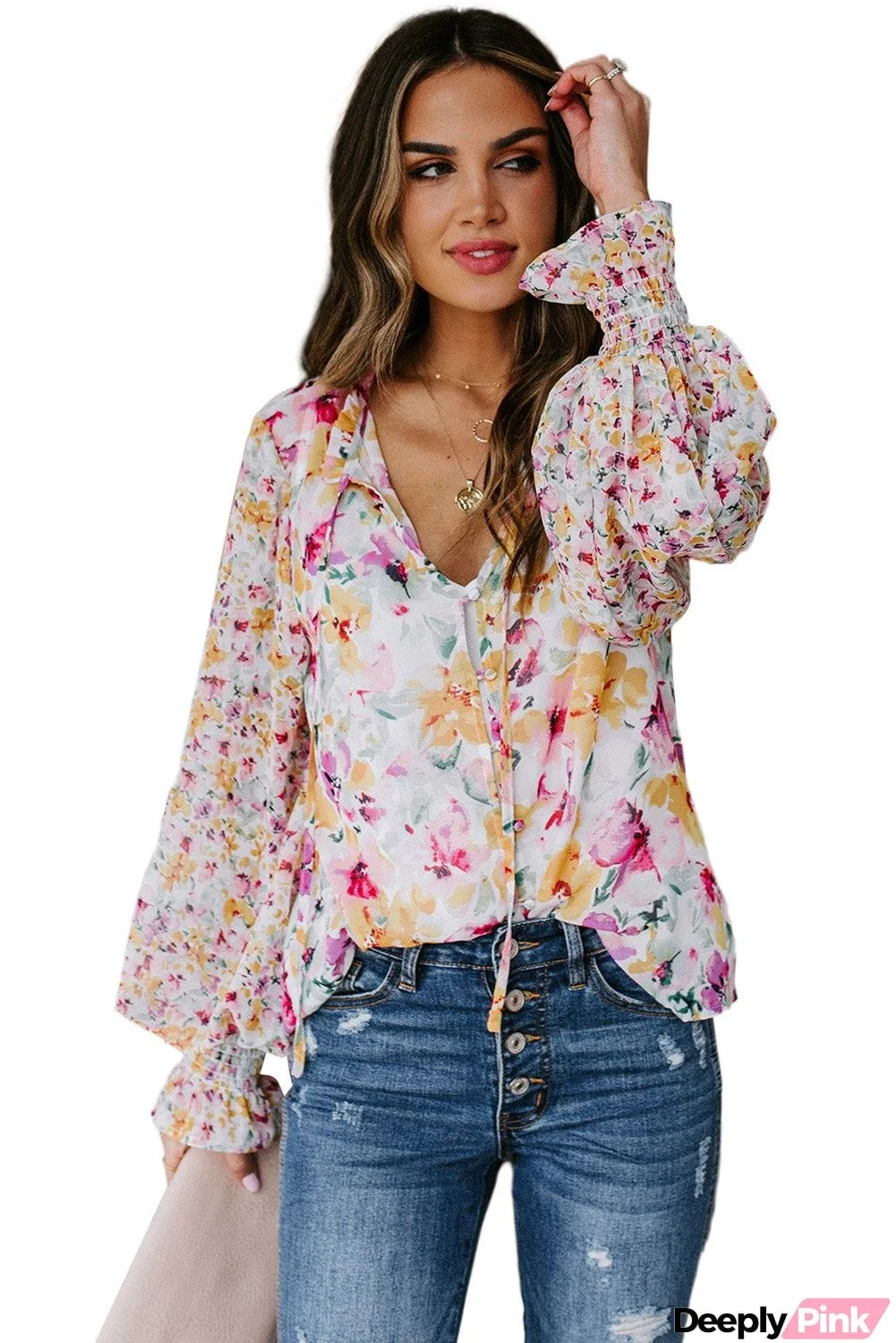 Cakewalk Floral Smocked Blouse
