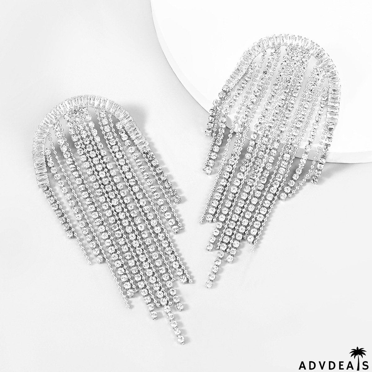 Shining rhinestone fringe earings