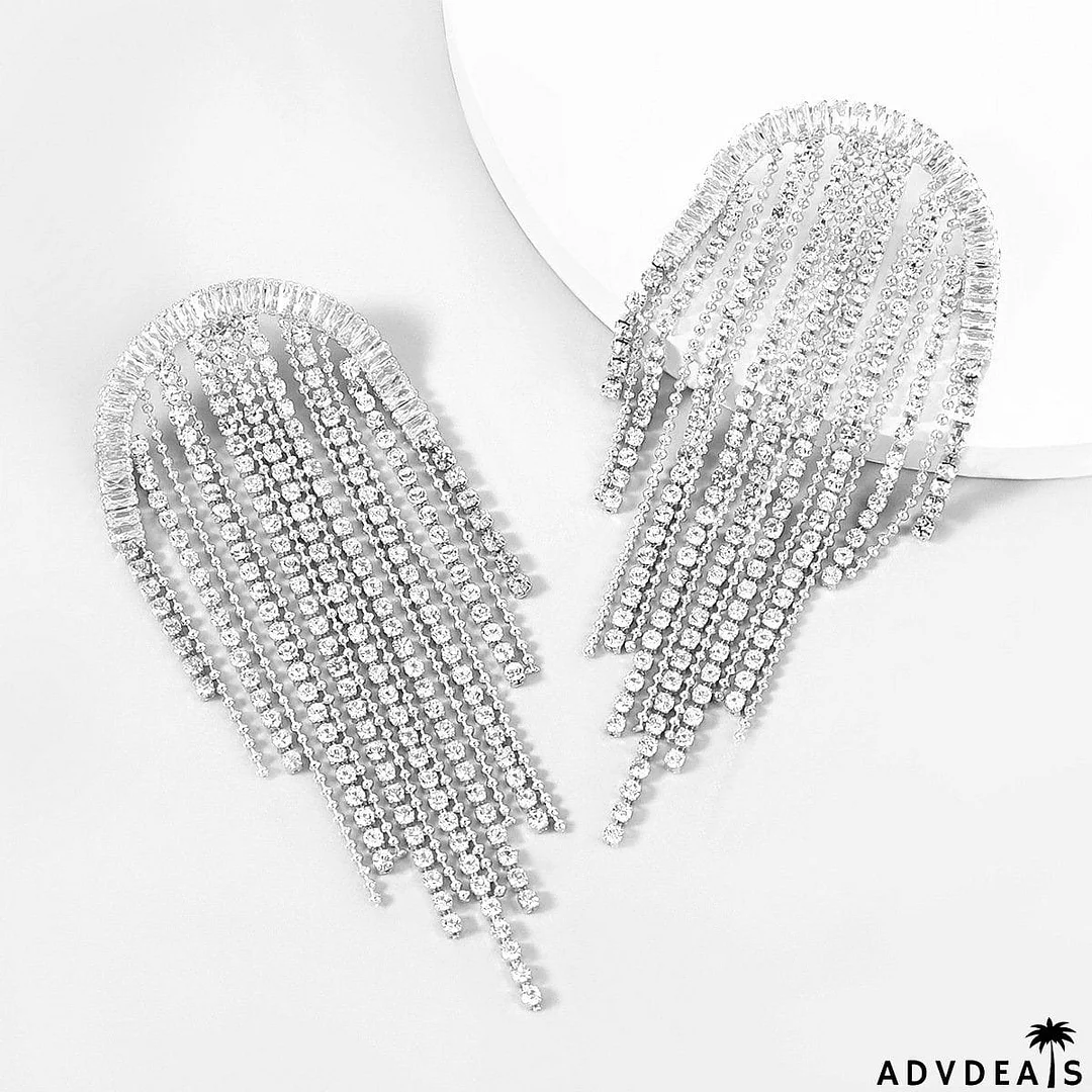 Shining rhinestone fringe earings