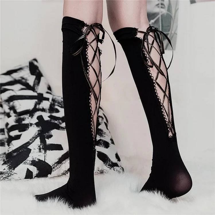 Black Gothic Laced Socks SP13441