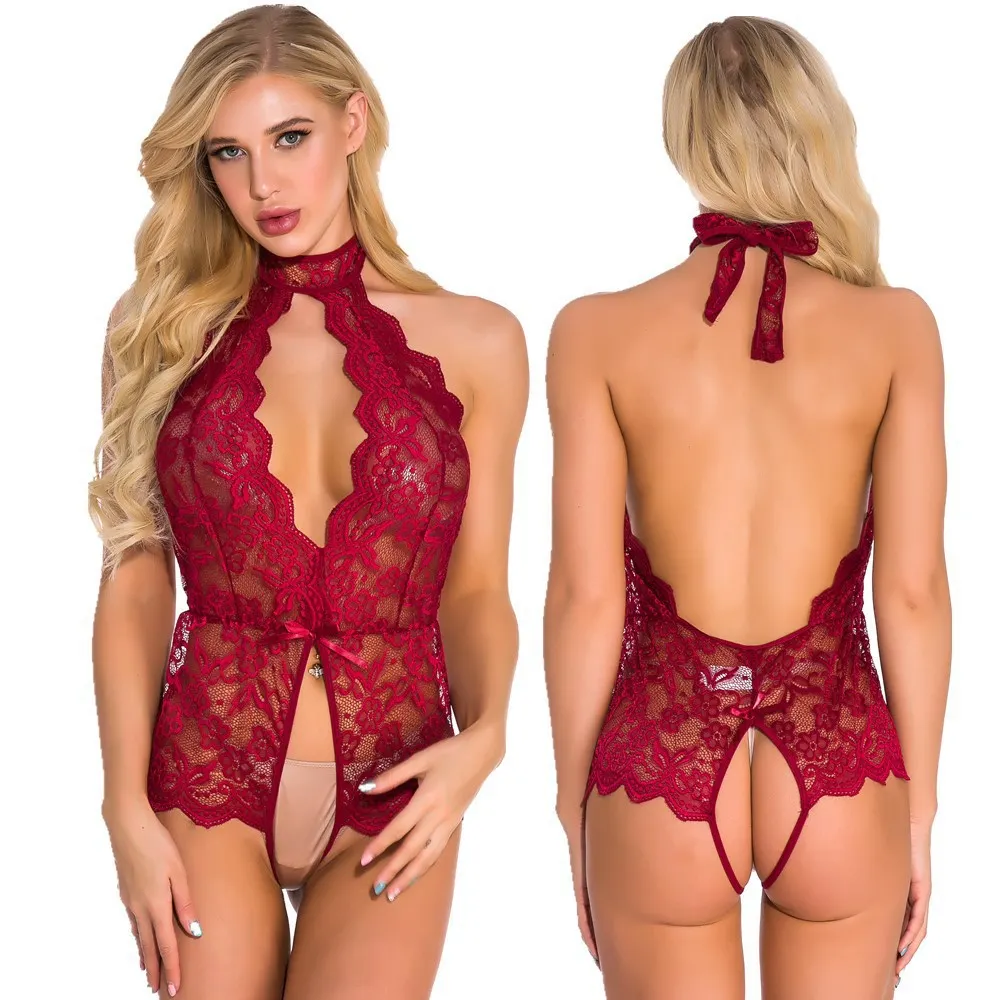 Churchf Sex Pajamas Tightening Screen Slings With Joint Underwear Lace Hanging Neck Large Code Mesh Set Woman
