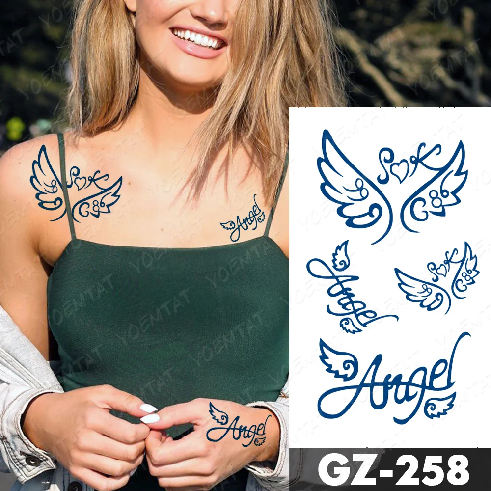 Sdrawing Lasting Ink Tattoos Body Art Waterproof Temporary Tattoo Sticker Butterfly Fairy Tatoo Arm Fake Feather Rose Swallow Tatto