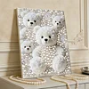 DIY Pearl Painting White Bear for Home Decor with Frame(30x40cm)