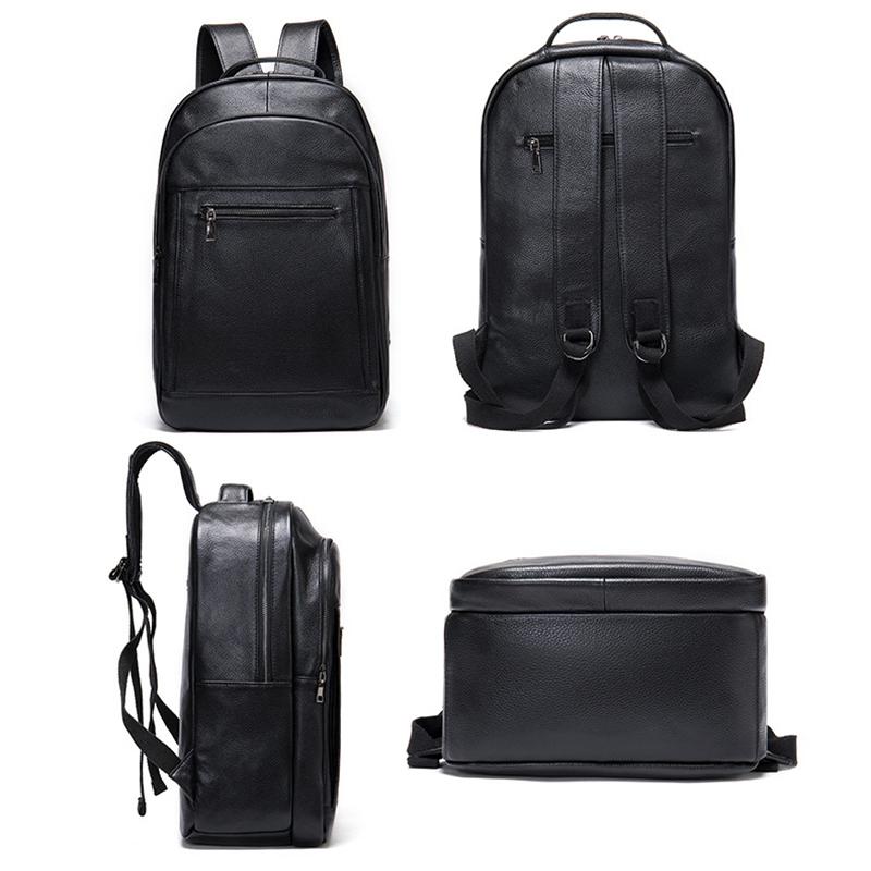 Men&rsquo;s Large Capacity Top-Handled Zip Fastening Genuine Leather Backpack